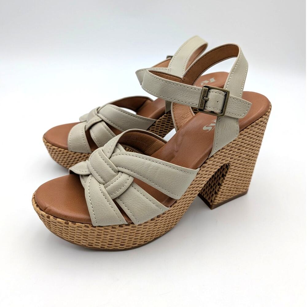 Korks Dee Wedge Platform Block Heel Sandals Women's off White Size US9M EU39.5